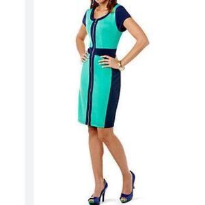 Women's Steve Harvey Celebrity Edition Zipper Front Blue and Green Dress Size XL